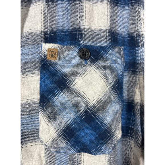 Coleman Flannel Button Up XL Blue White Plaid Long Sleeve - Picture 4 of 11
